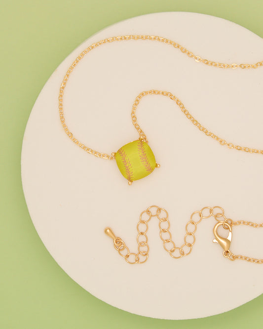 Bianca Gameday Cushion Cut Softball and Baseball Charm Necklace | Softball