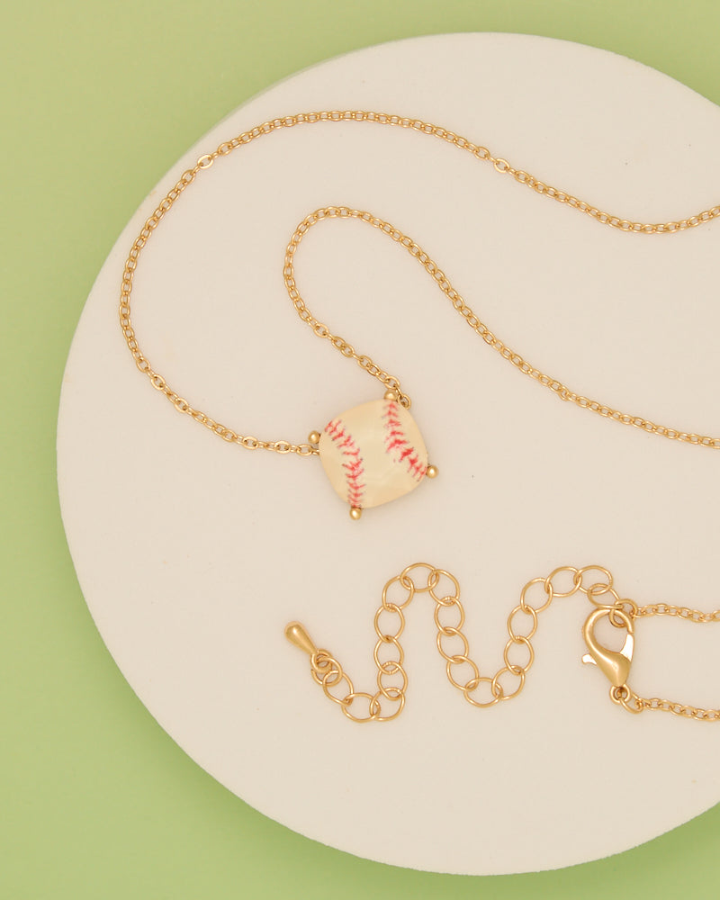Bianca Gameday Cushion Cut Softball and Baseball Charm Necklace