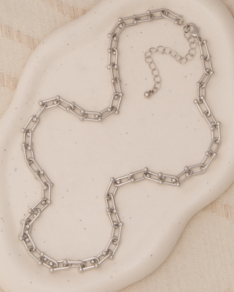 Brooklyn Polished Horseshoe Link Chain Necklace | Silver