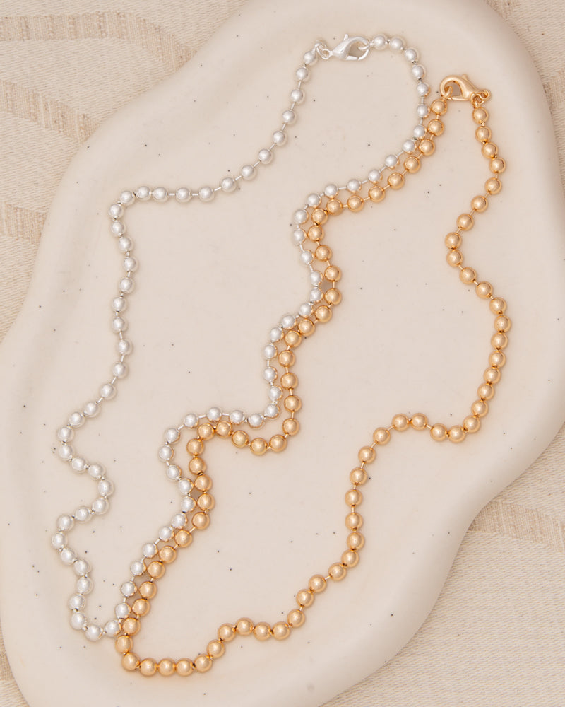 Eliza Polished Ball Chain Necklace with Lobster Clasp