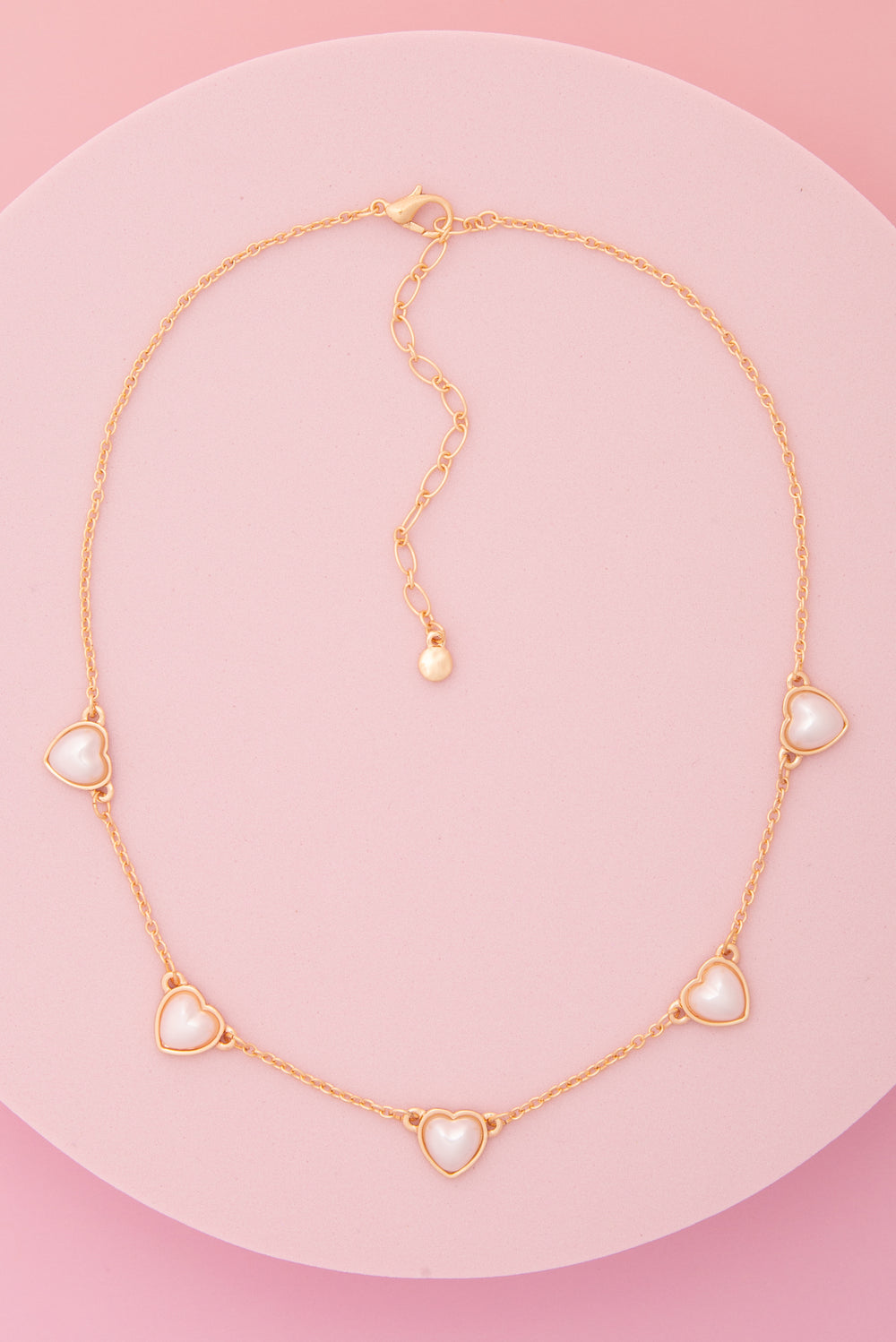 Carmen Bezel Set Pearl Heart Station Necklace
