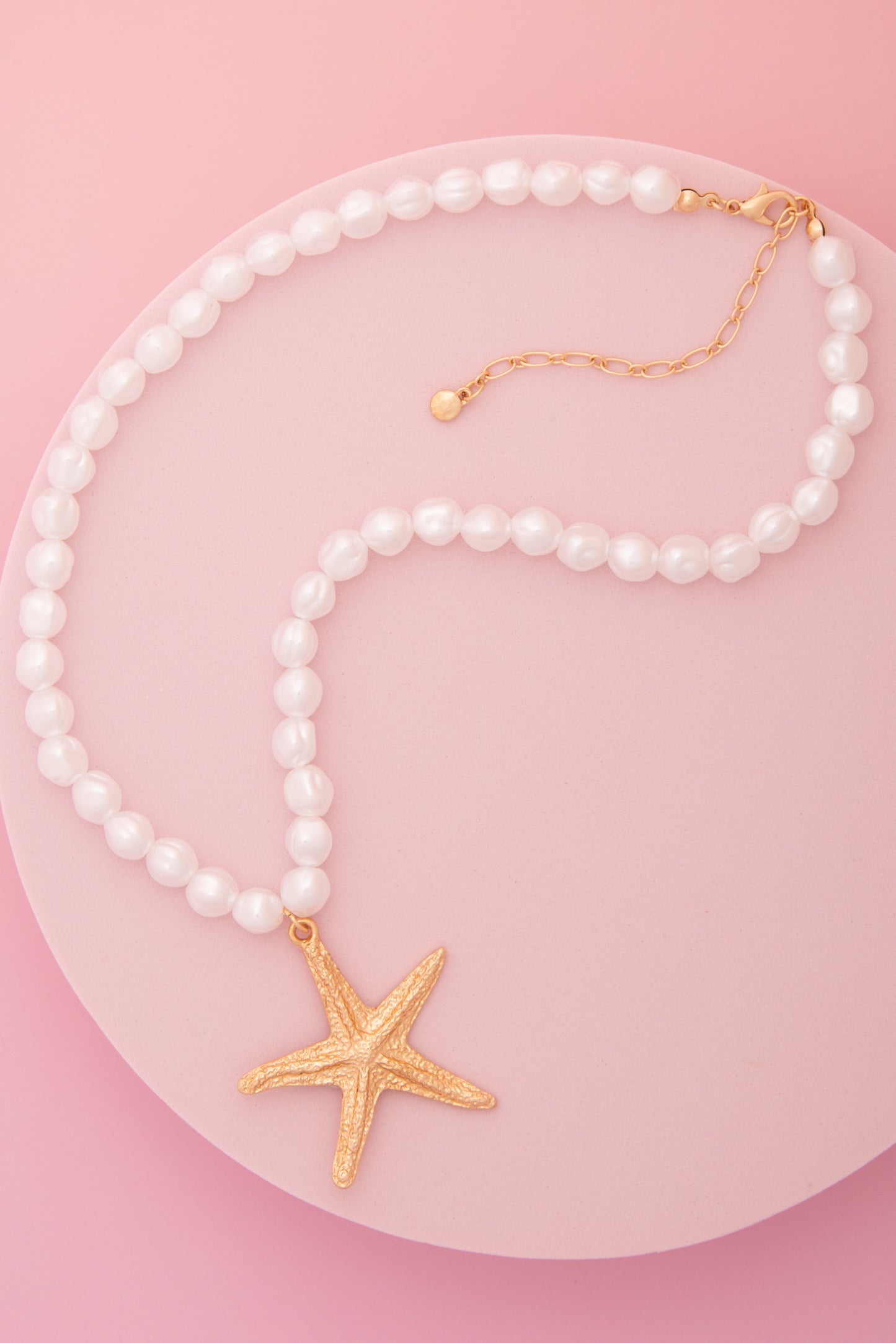 Grace Rough Finish Starfish Pendant Baroque Pearl Beaded Necklace