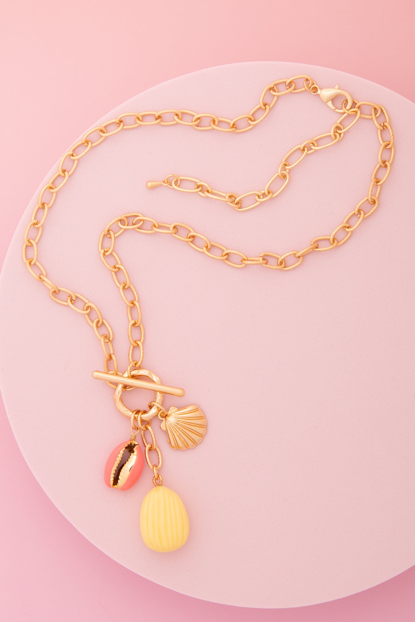 Camila Seashell Theme Charm Necklace with Enamel Trinkets