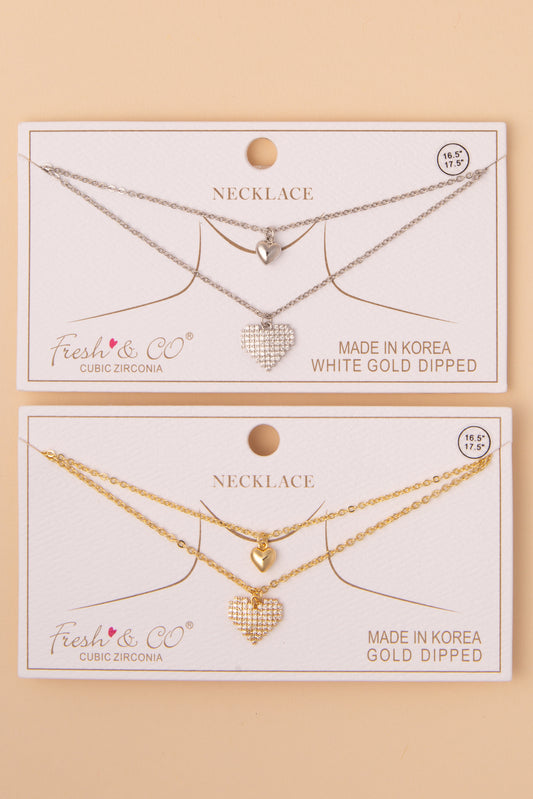 Violet Cubic Zirconia Pavé Heart Pendant Necklace