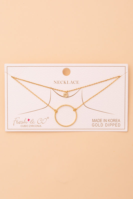 Gabriela Cubic Zirconia Round Cut Pendant Necklace | Gold