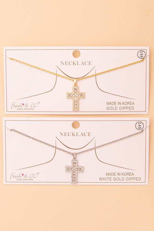 Harlow Cubic Zirconia Cross Pendant Necklace