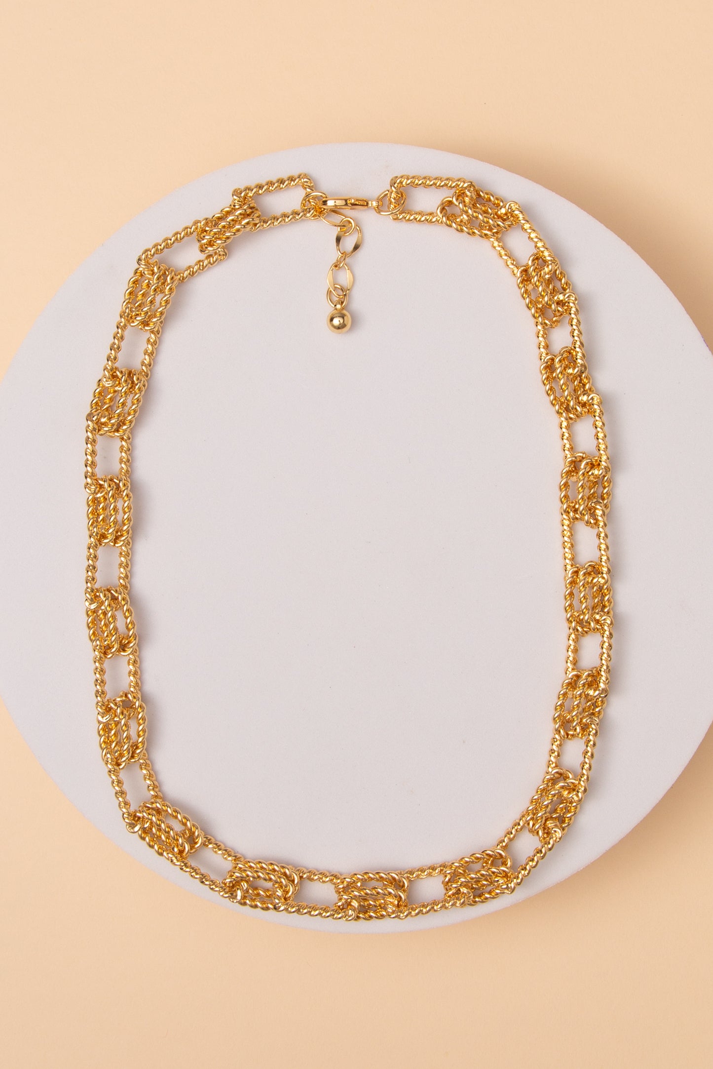 Katherine Polished Rope-Patterned Chain Link Necklace | Gold
