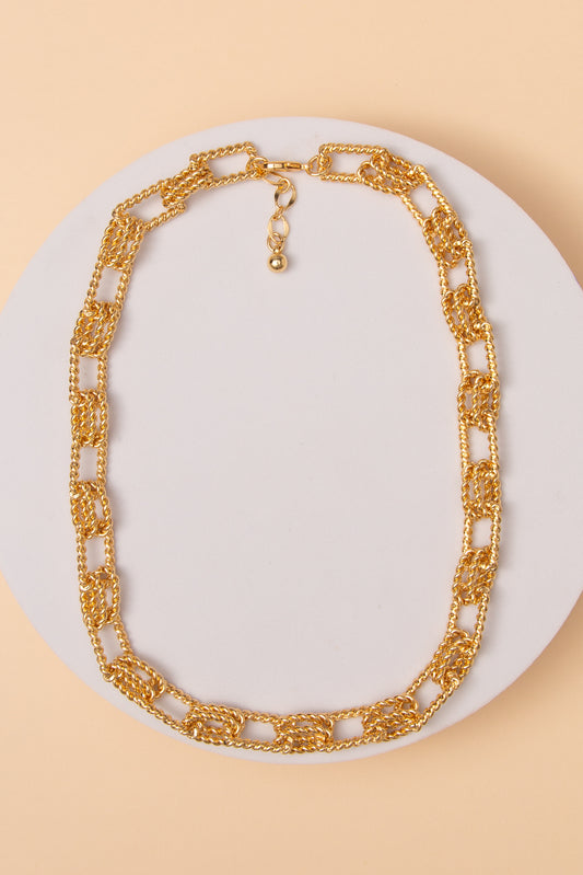 Katherine Polished Rope-Patterned Chain Link Necklace | Gold