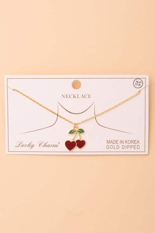 Grace Enamel Cherry Pendant Necklace