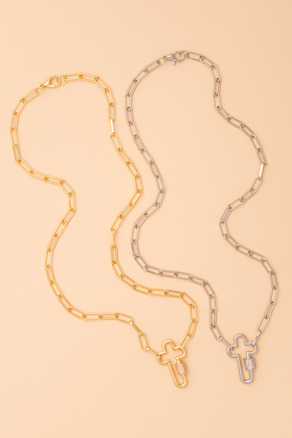 Claire Cubic Zirconia Pave Locked Cutout Cross Pendant Necklace