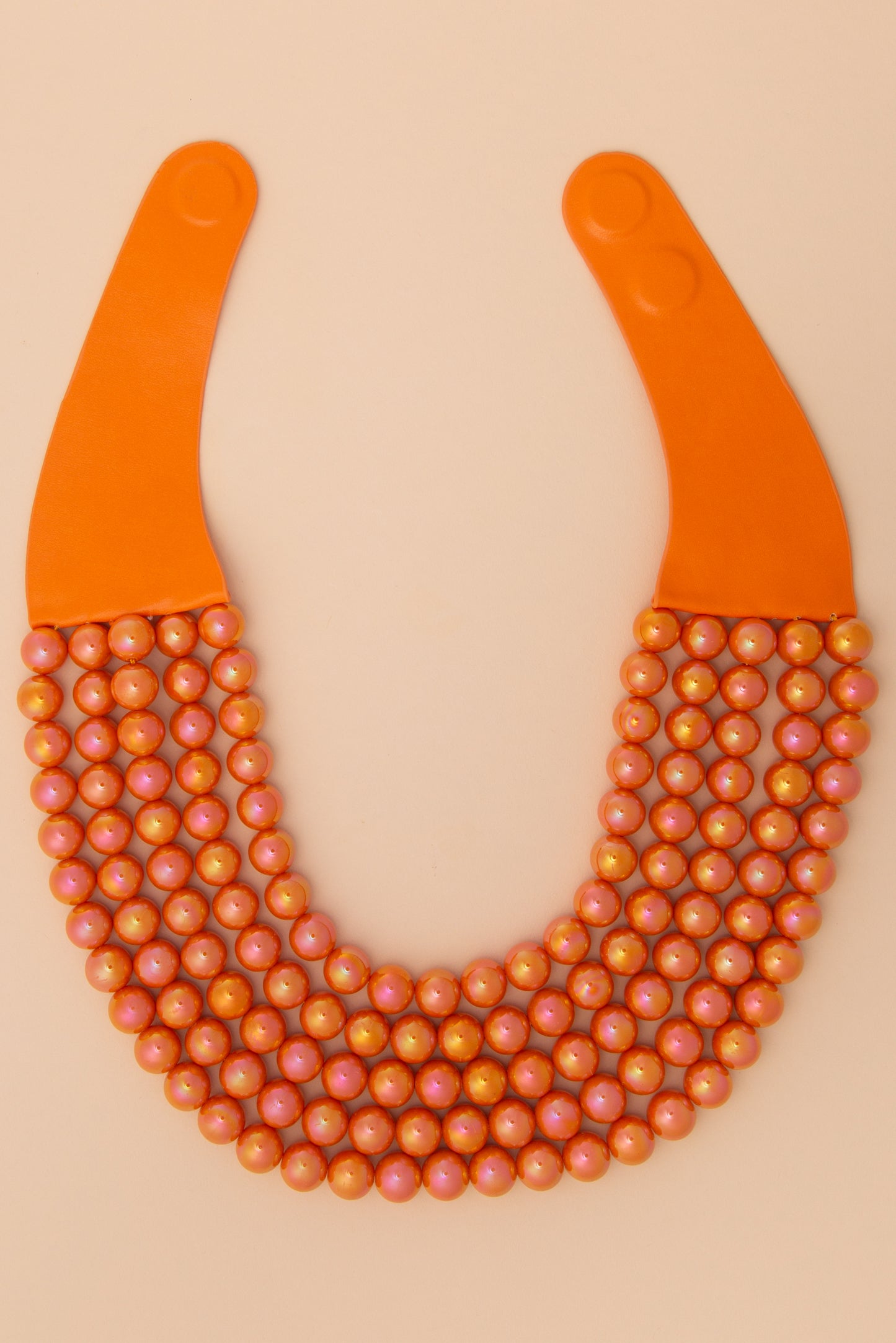 Amanda Multi-Strand Metallic Color Beaded Necklace | Orange
