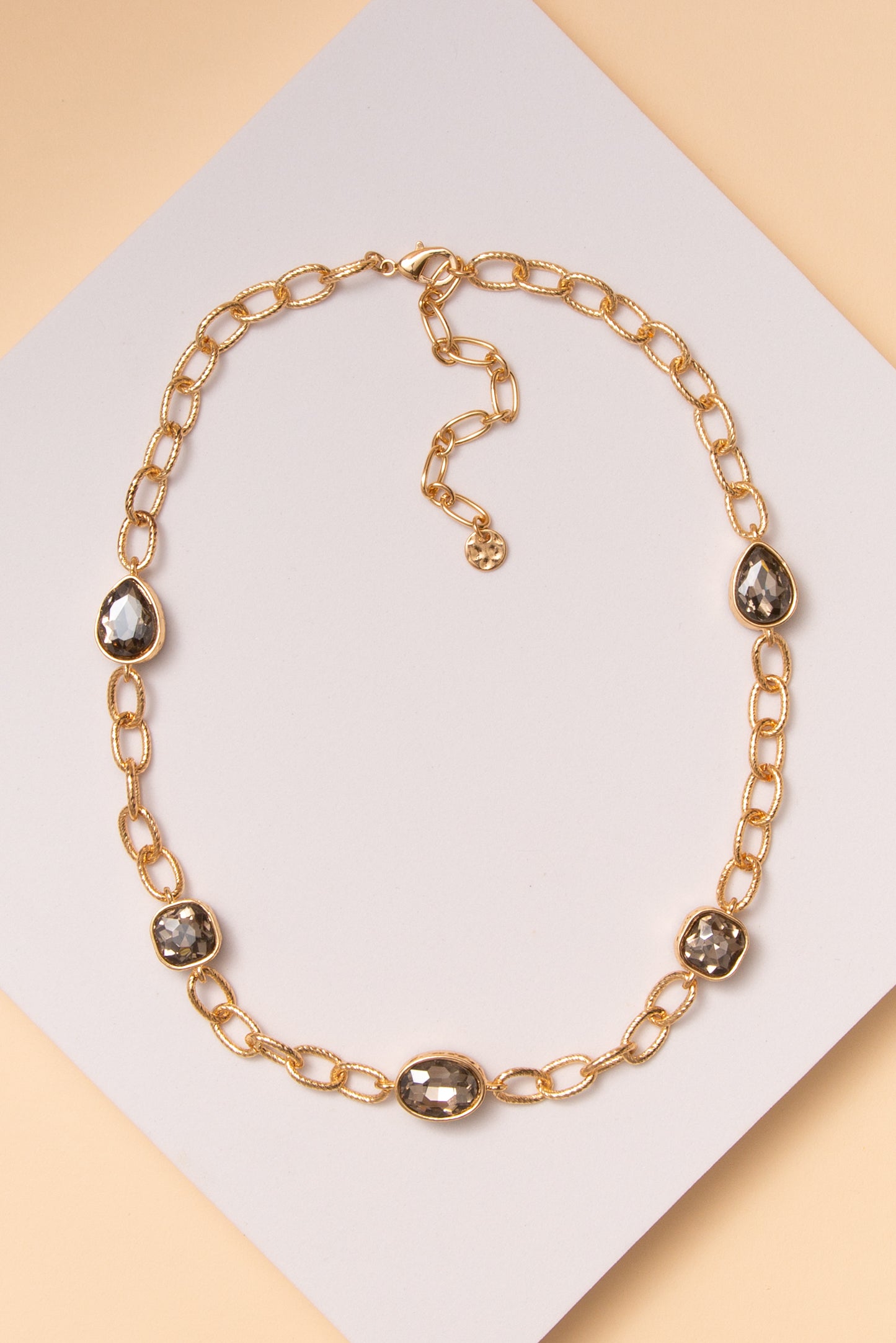 Selena Stone Inlay Gold Necklace | Grey