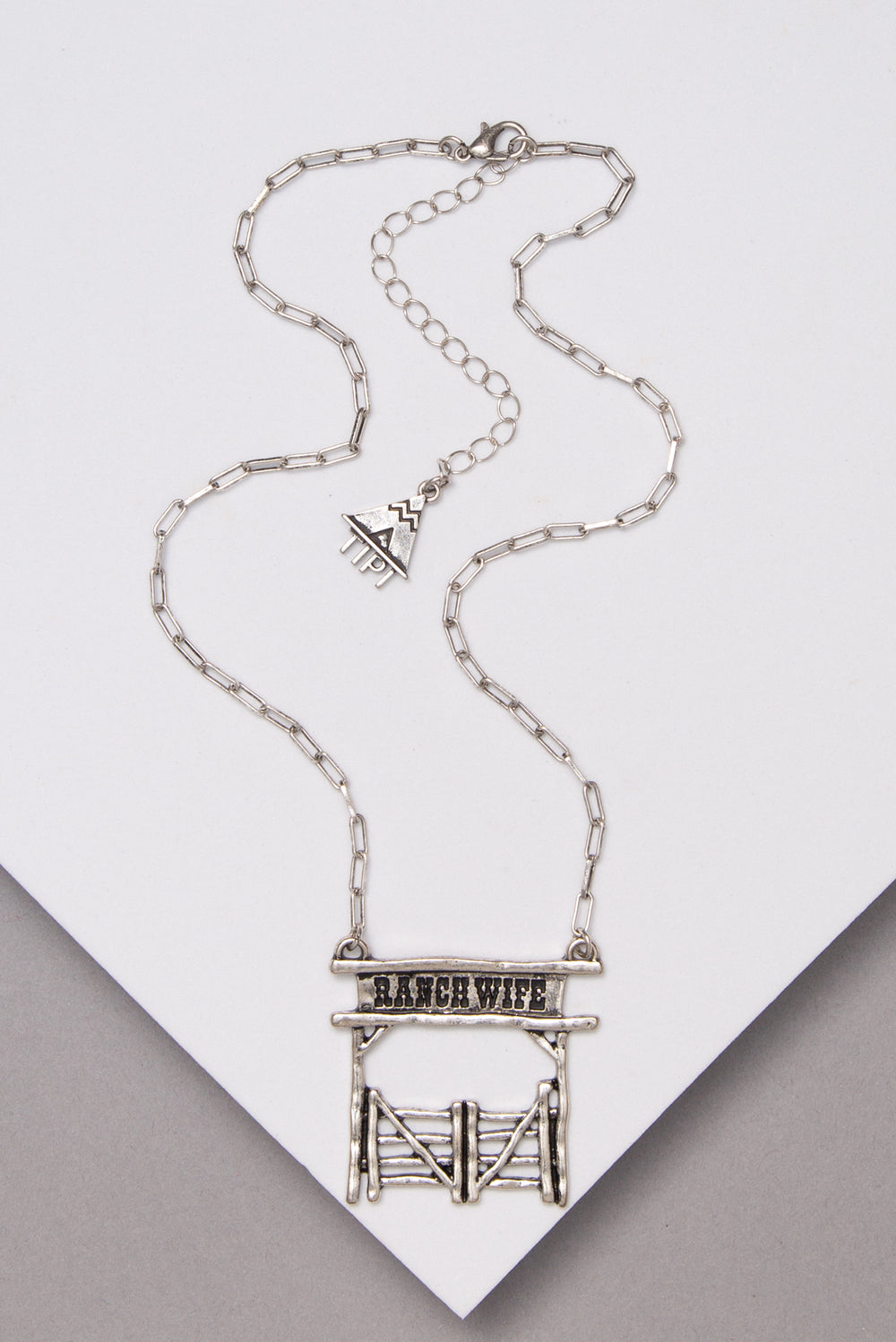 Veronica Western Ranch Gate Pendant Necklace with “Ranchwife”