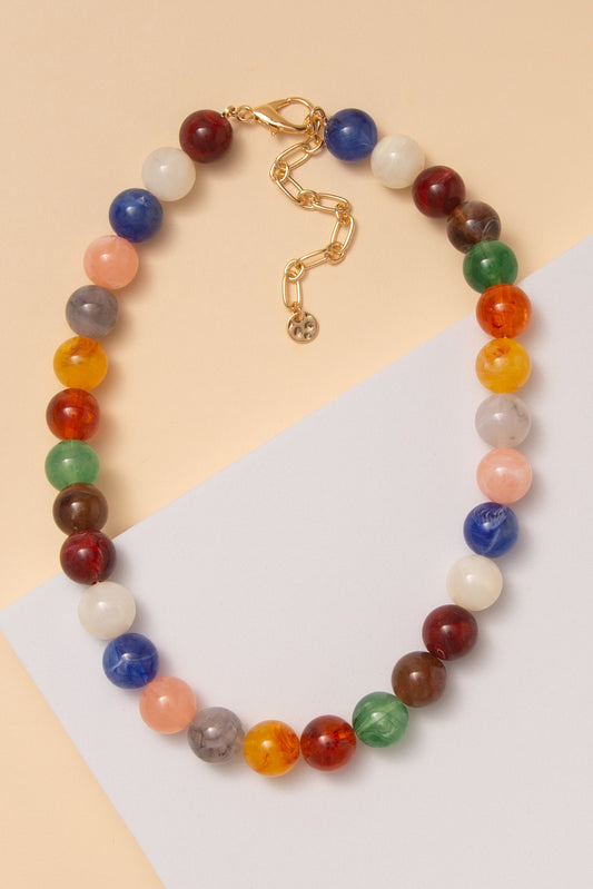 Akira Multi Color Stone Bead Necklace | Blue