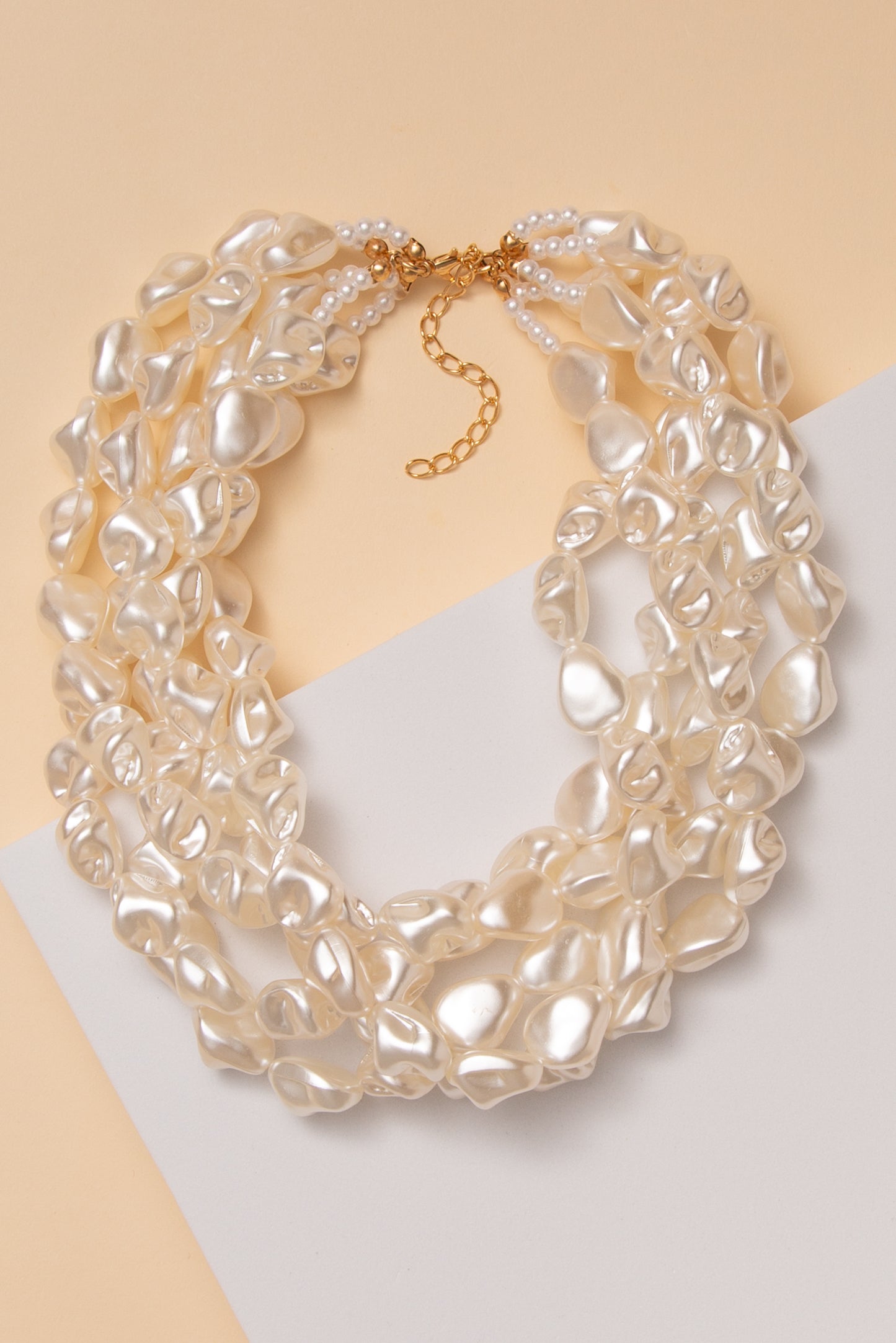Gia Multi-Strand Baroque Pearl Beaded Necklace | Beige