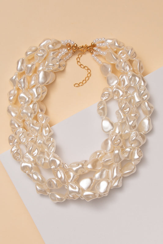Gia Multi-Strand Baroque Pearl Beaded Necklace | Beige