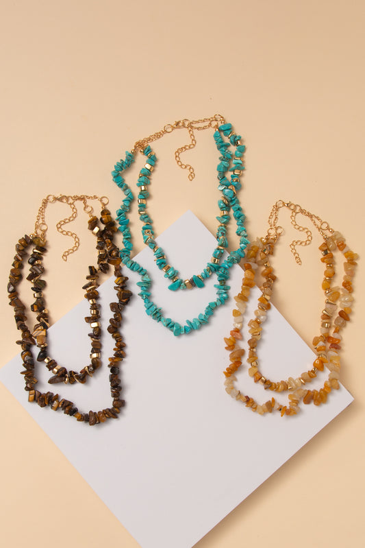 Jane Multi-Strand Freeform Resin Stone Bead Necklace