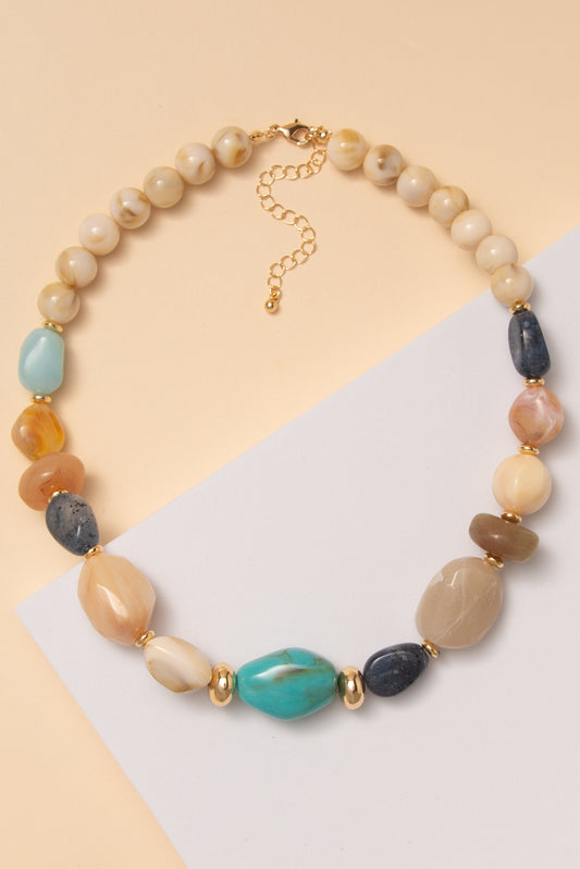 Dakota Marble Baroque Stone Beaded Necklace | Multicolor