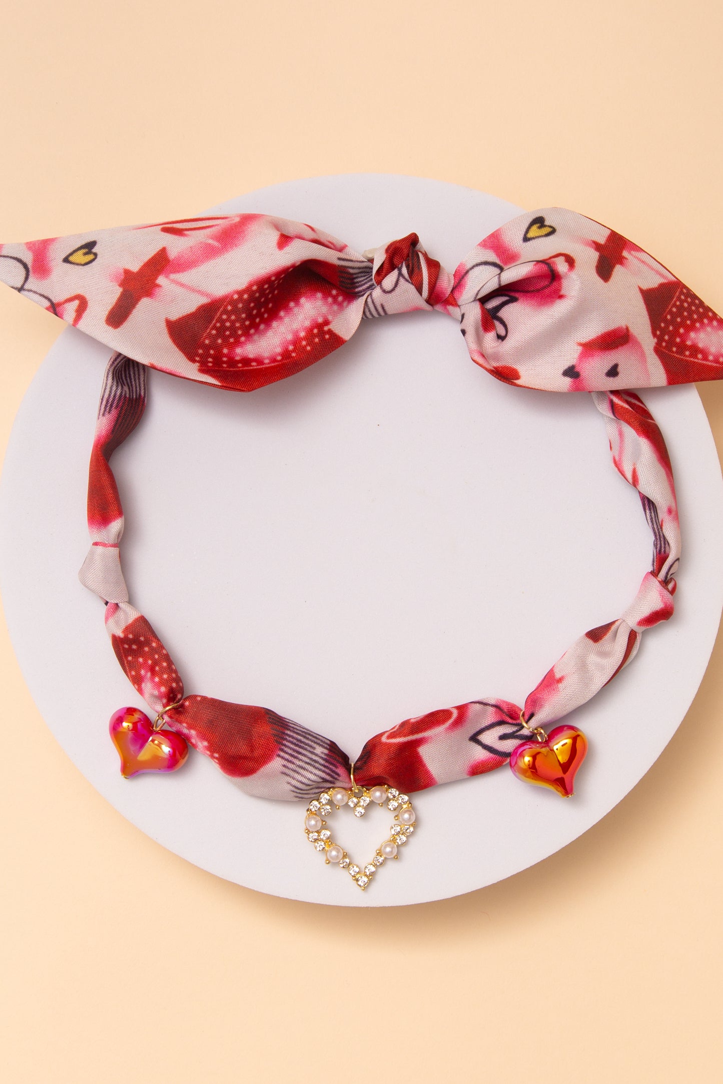 Jenna Fabric Heart Multi Necklace