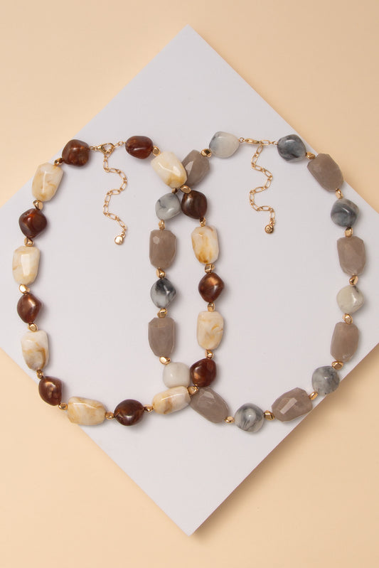 Georgina Marbled Free Form Stone Bead Necklace