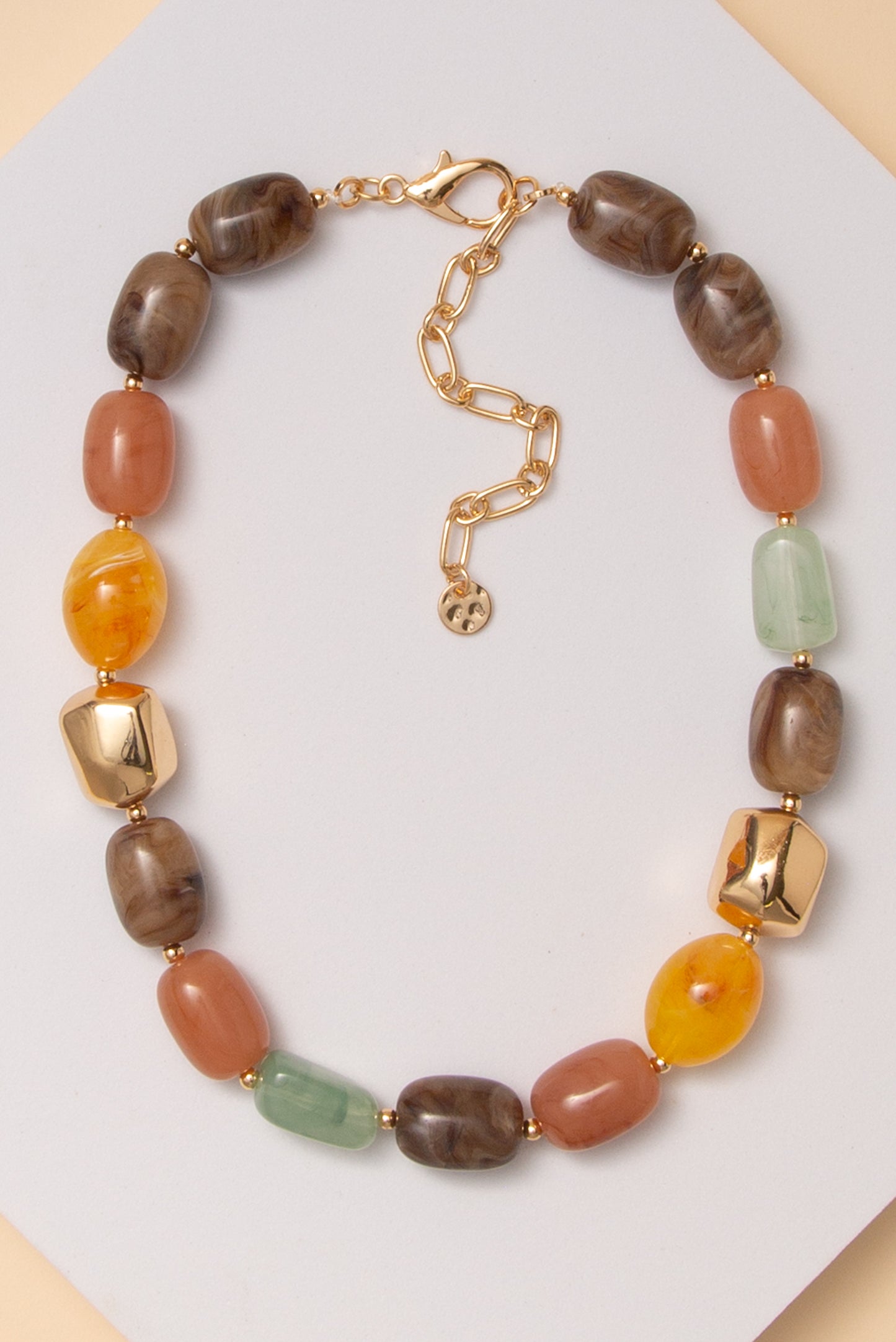 Nia Multi Color Stone Bead Necklace with Mixed Shapes | Multicolor