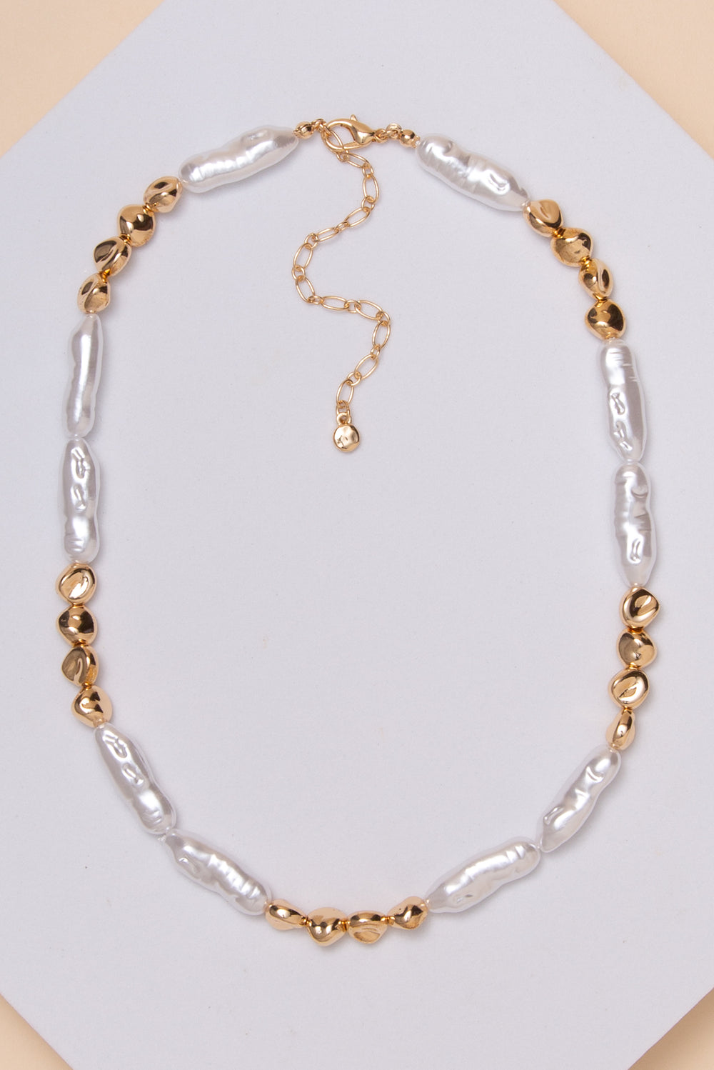 Eileen Pearl and Gold Beaded Necklace