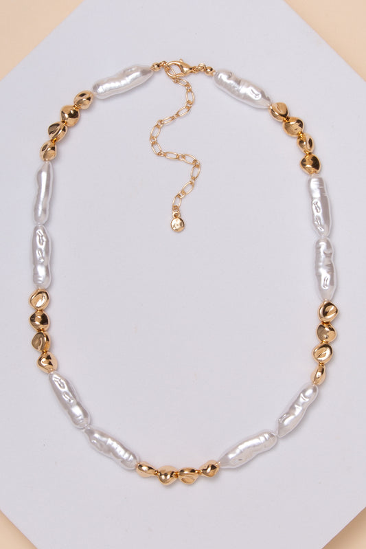 Eileen Pearl and Gold Beaded Necklace