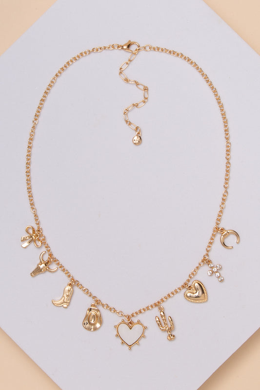 Chloe Heart Trinket Charm Necklace | Gold