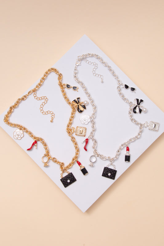 Rebecca Fashion Multi Charm Necklace