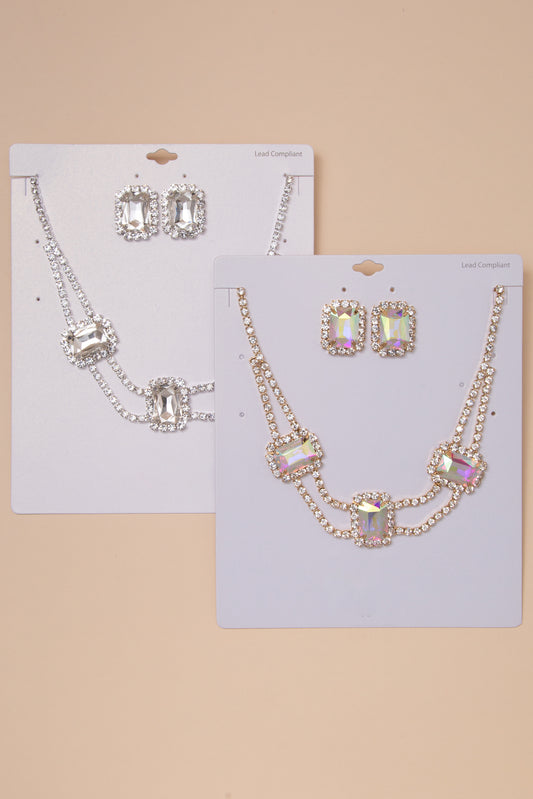 Kayla Rhinestone Crystal Necklace and Earring Set