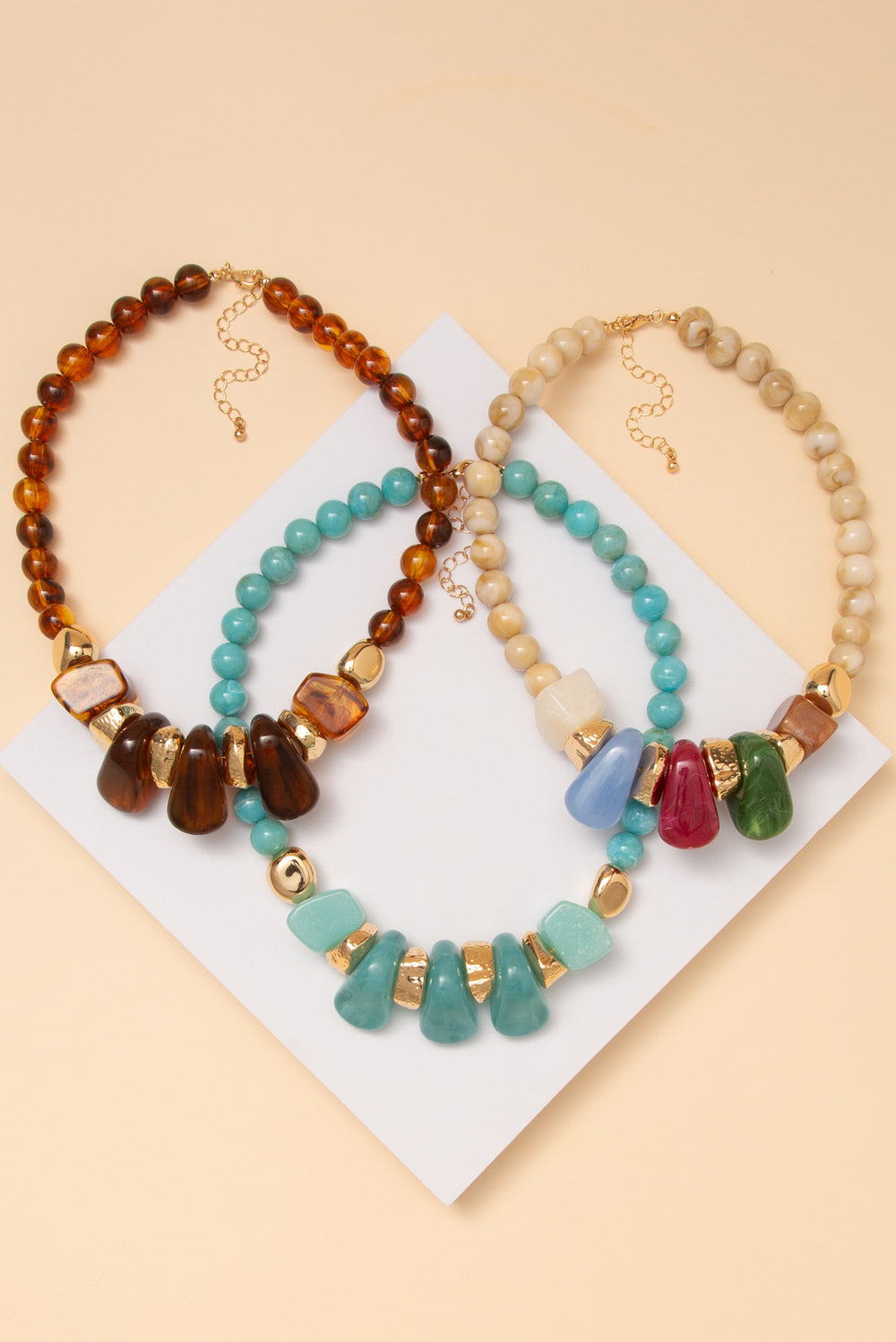 Lana Marble Stone Bead Necklace with Mixed Shapes