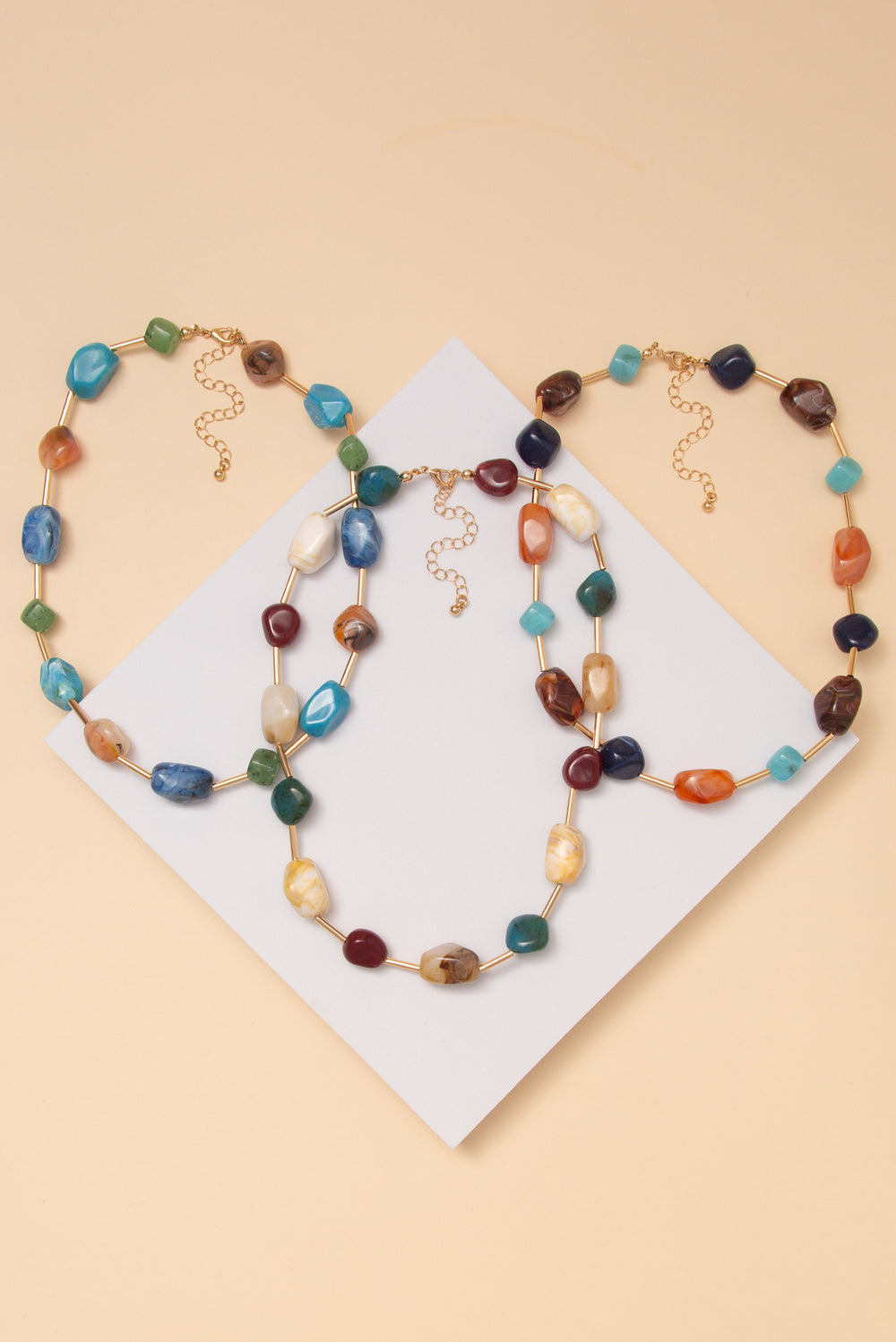 Angela Marble Round Resin Bead Necklace