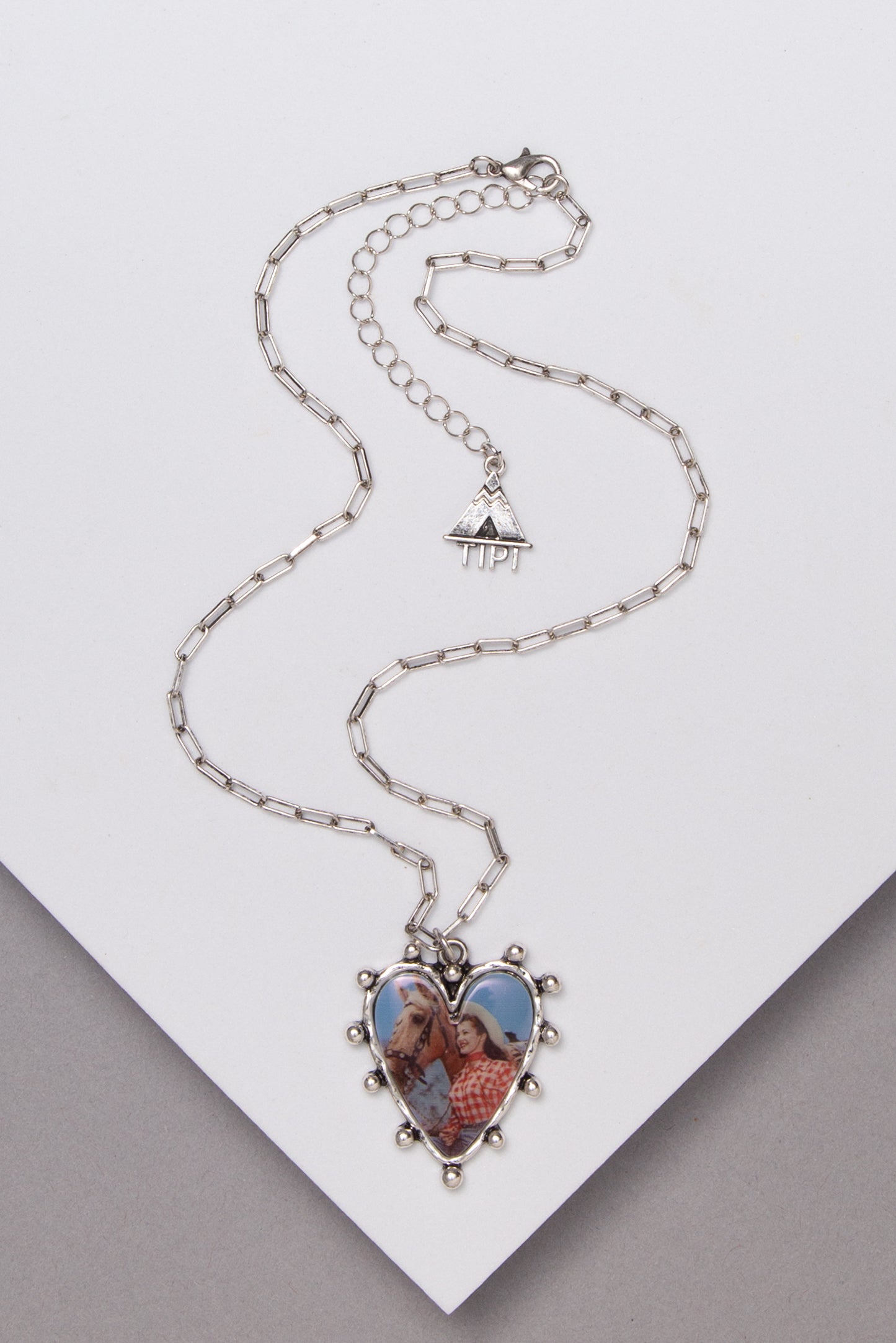 April Western Theme Print Heart Necklace