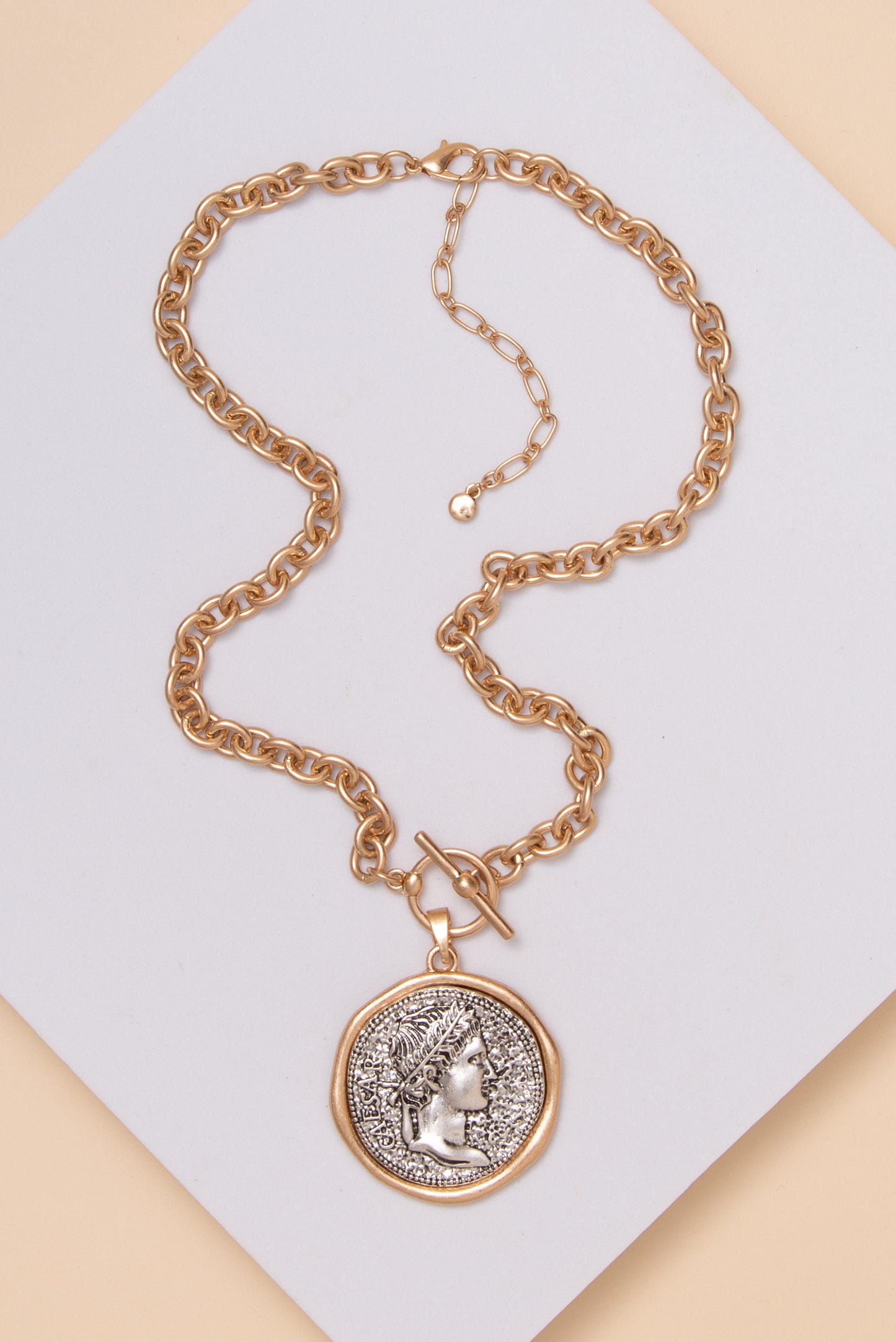 Lucy Toggle Medallion Necklace | Gold