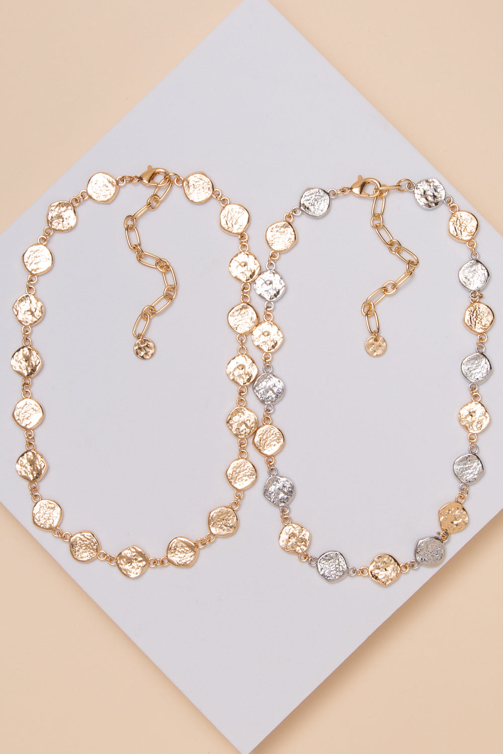 Kathryn Hammered Disc Station Necklace