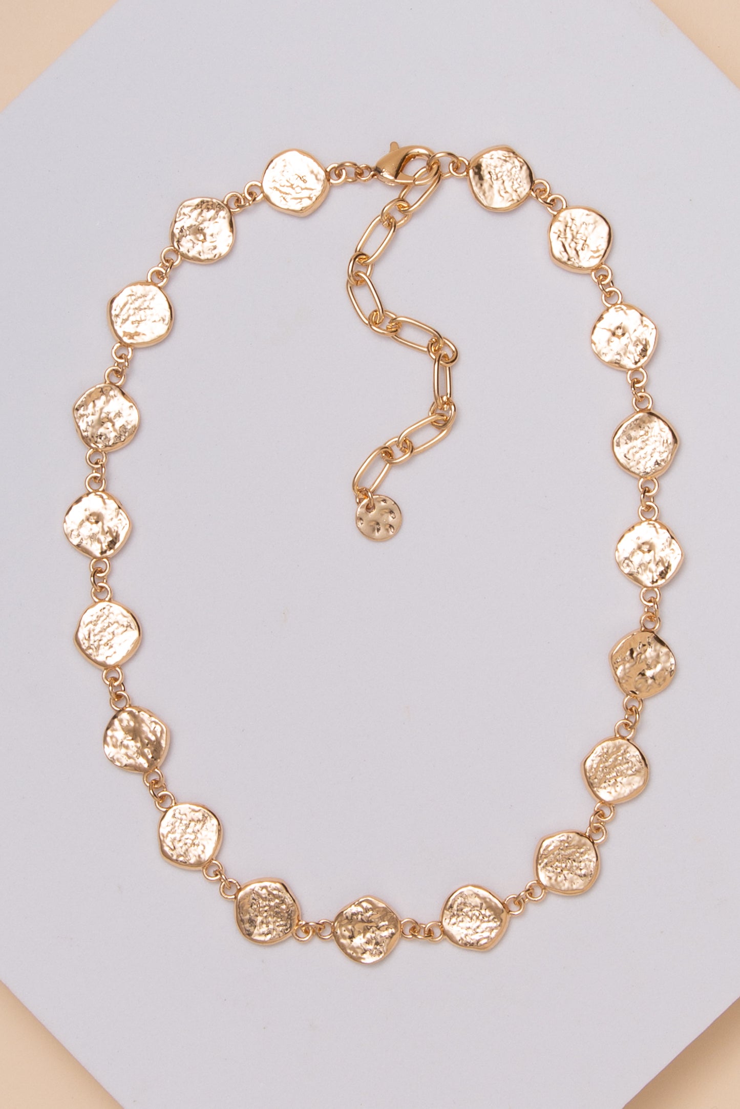 Kathryn Hammered Disc Station Necklace | Gold