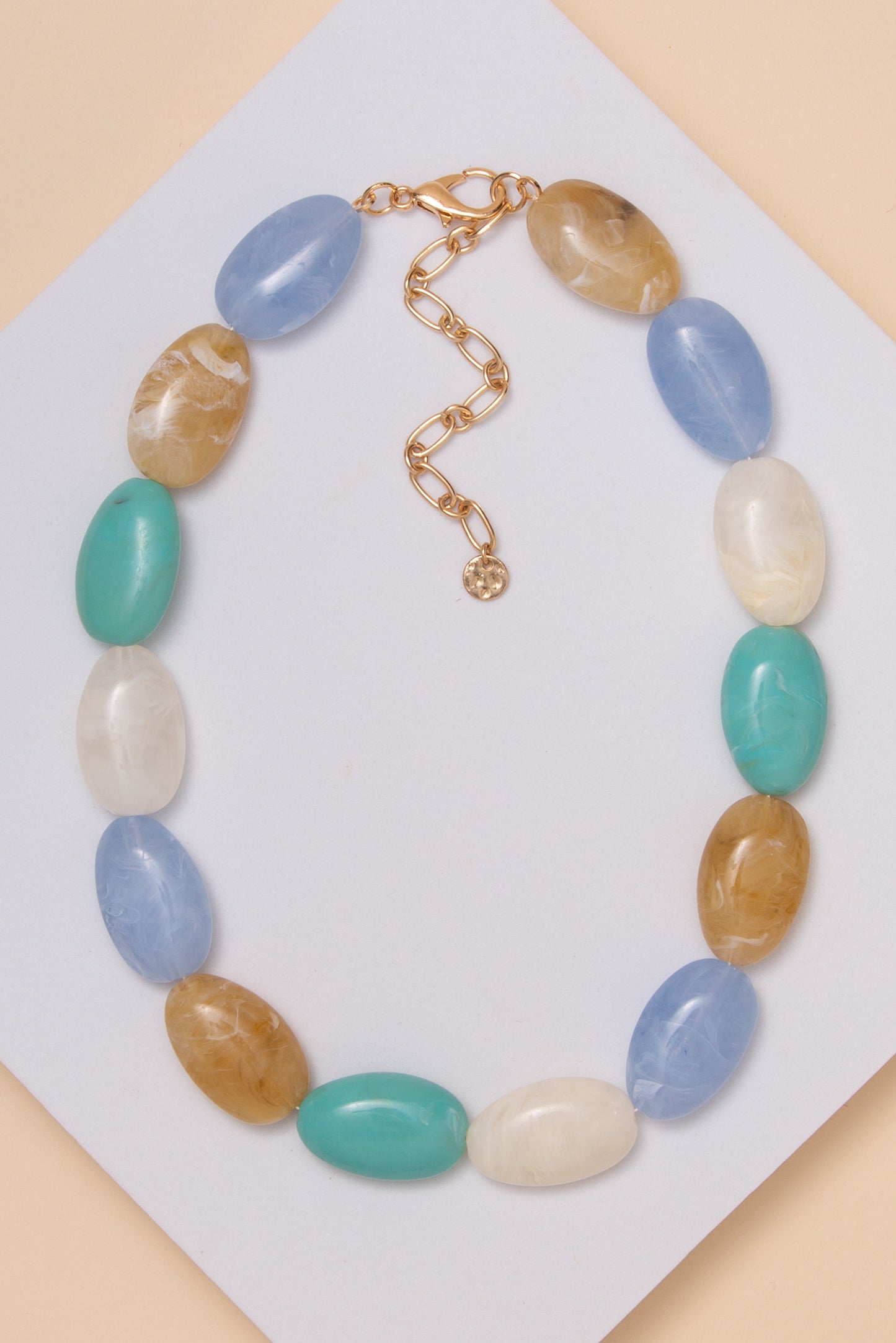 Maya Round Stone Multi Color Necklace | Light Blue