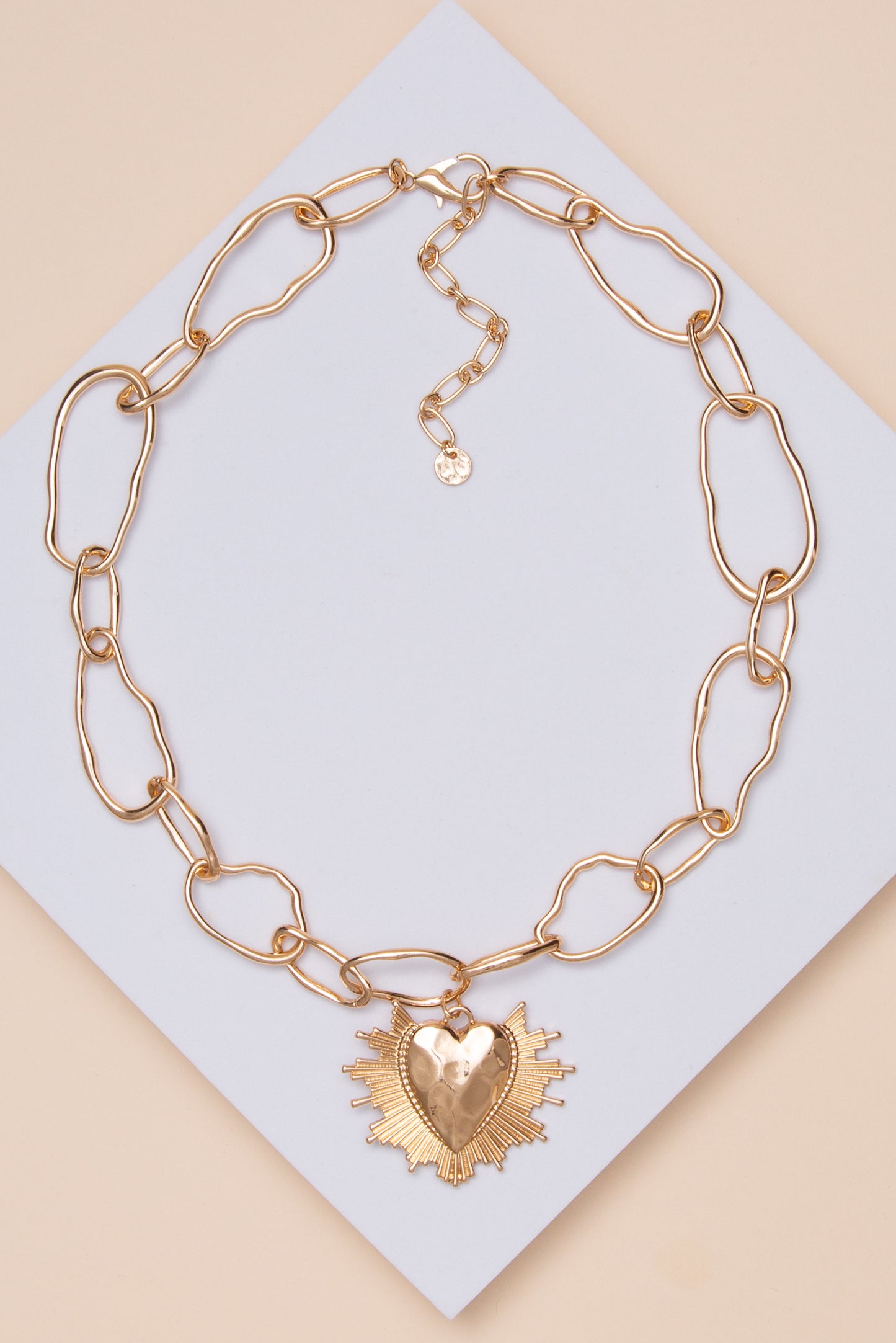 Daisy Heart Burst Chain Link Necklace