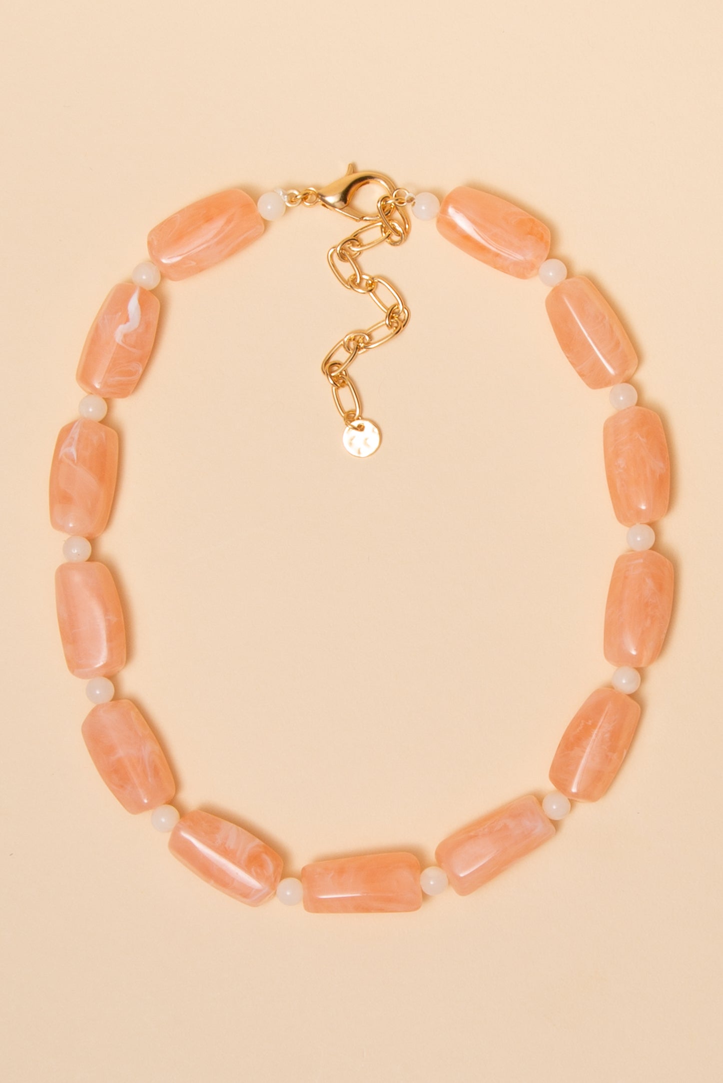 Samantha Marbled Cylinder Bead Necklace | Pink