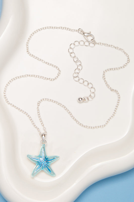 Zoe Polished Epoxy Starfish Pendant Necklace