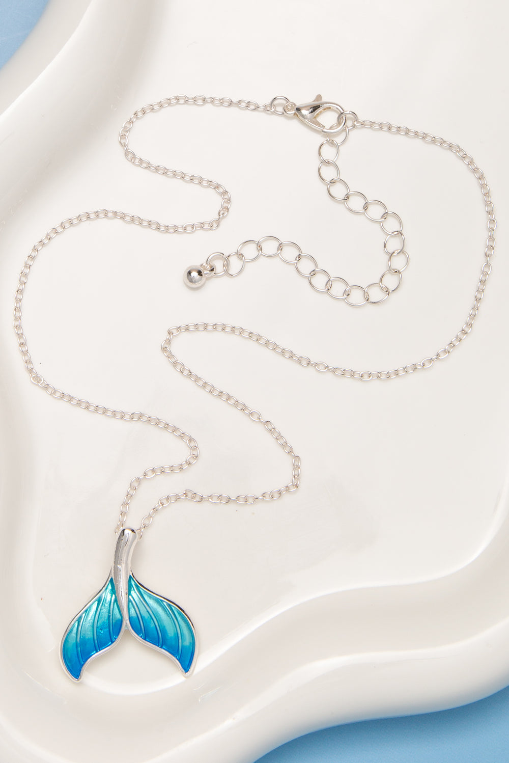 Sophie Polished Epoxy Whale Tail Pendant Necklace