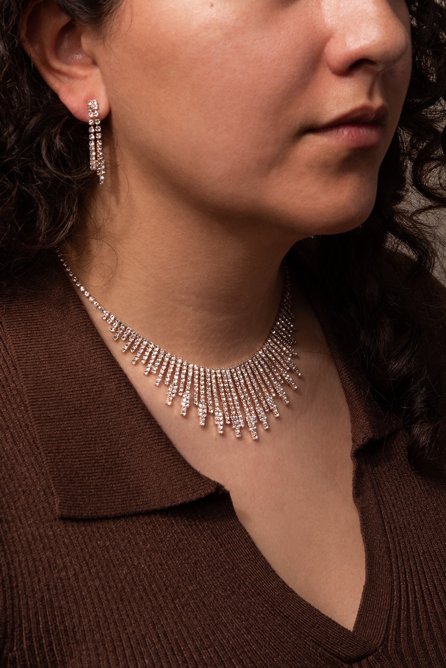 Starburst Rhinestone Necklace Set