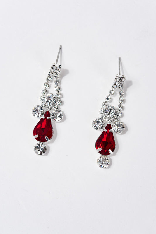 Autumn Elegant Rhinestone Statement Necklace Set | Red