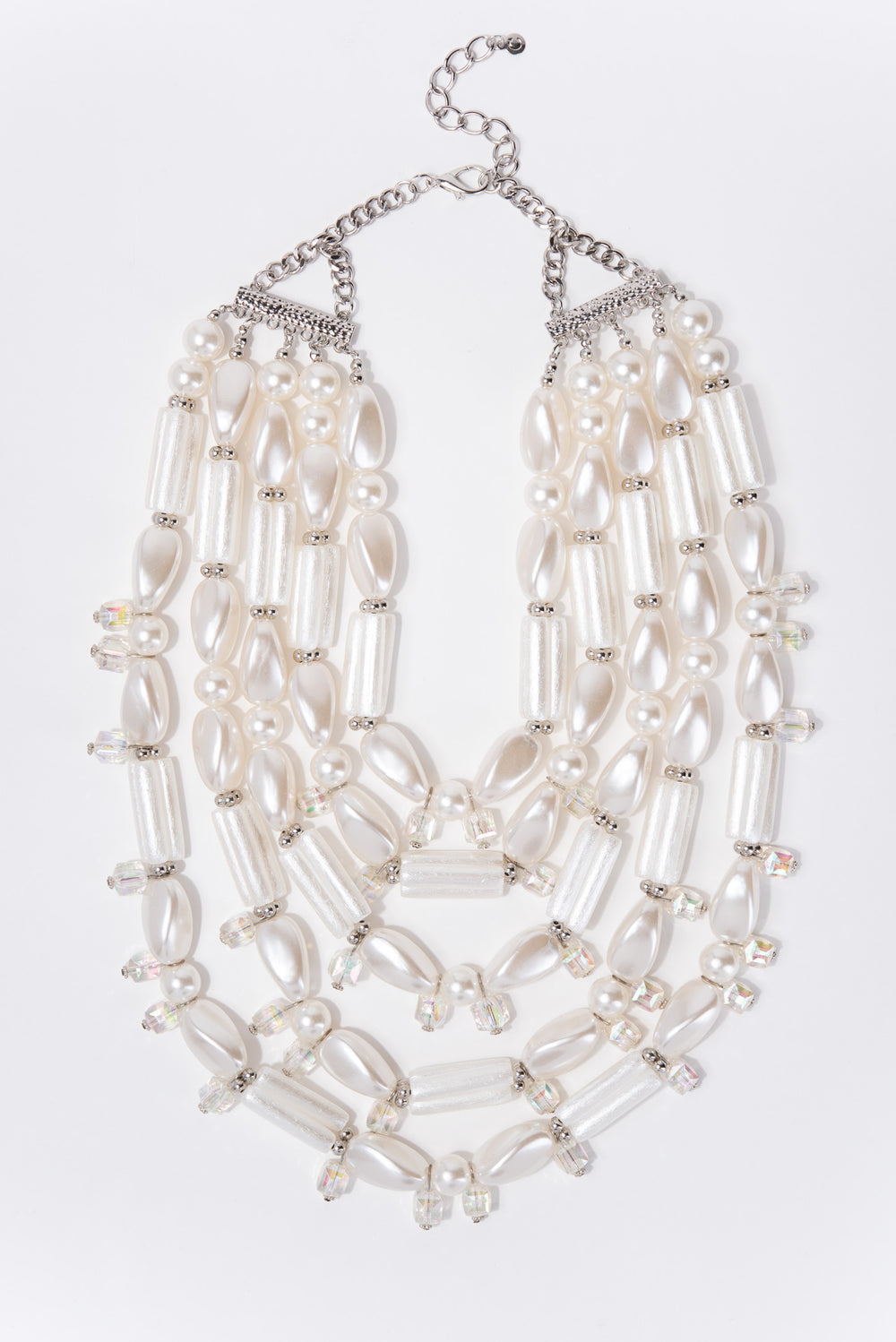 Luna Layered Pearl Necklace and Earrings Set | White