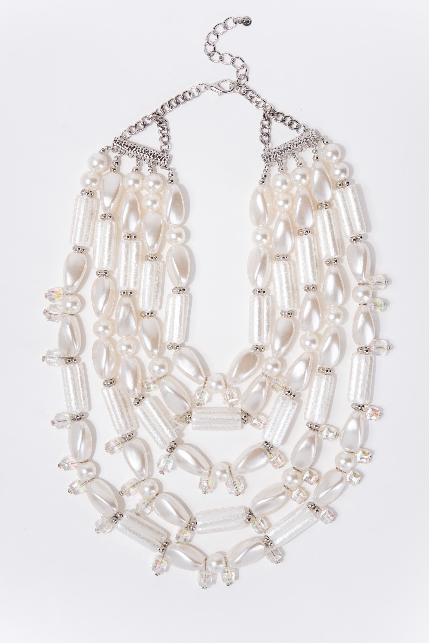 Luna Layered Pearl Necklace and Earrings Set | White