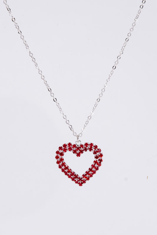 Ariella Heart Pave Pendant Necklace | Red