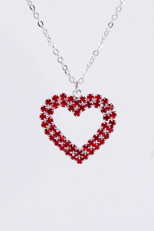 Ariella Heart Pave Pendant Necklace | Red