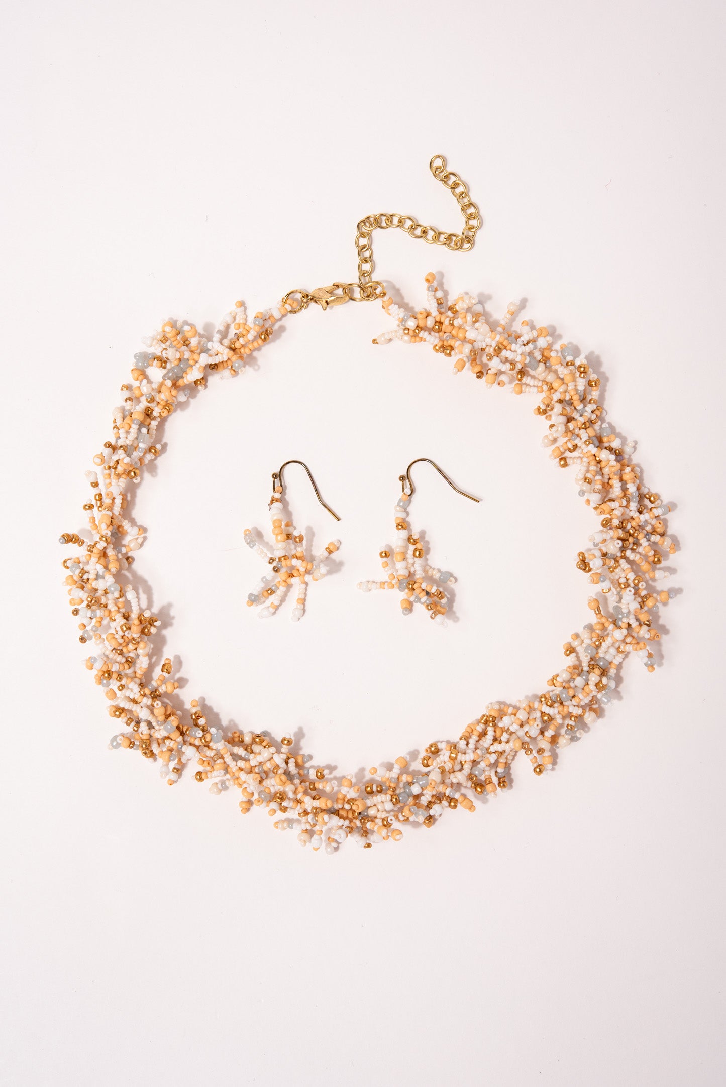 Mila Bohemian Seed Bead Cluster Necklace Set