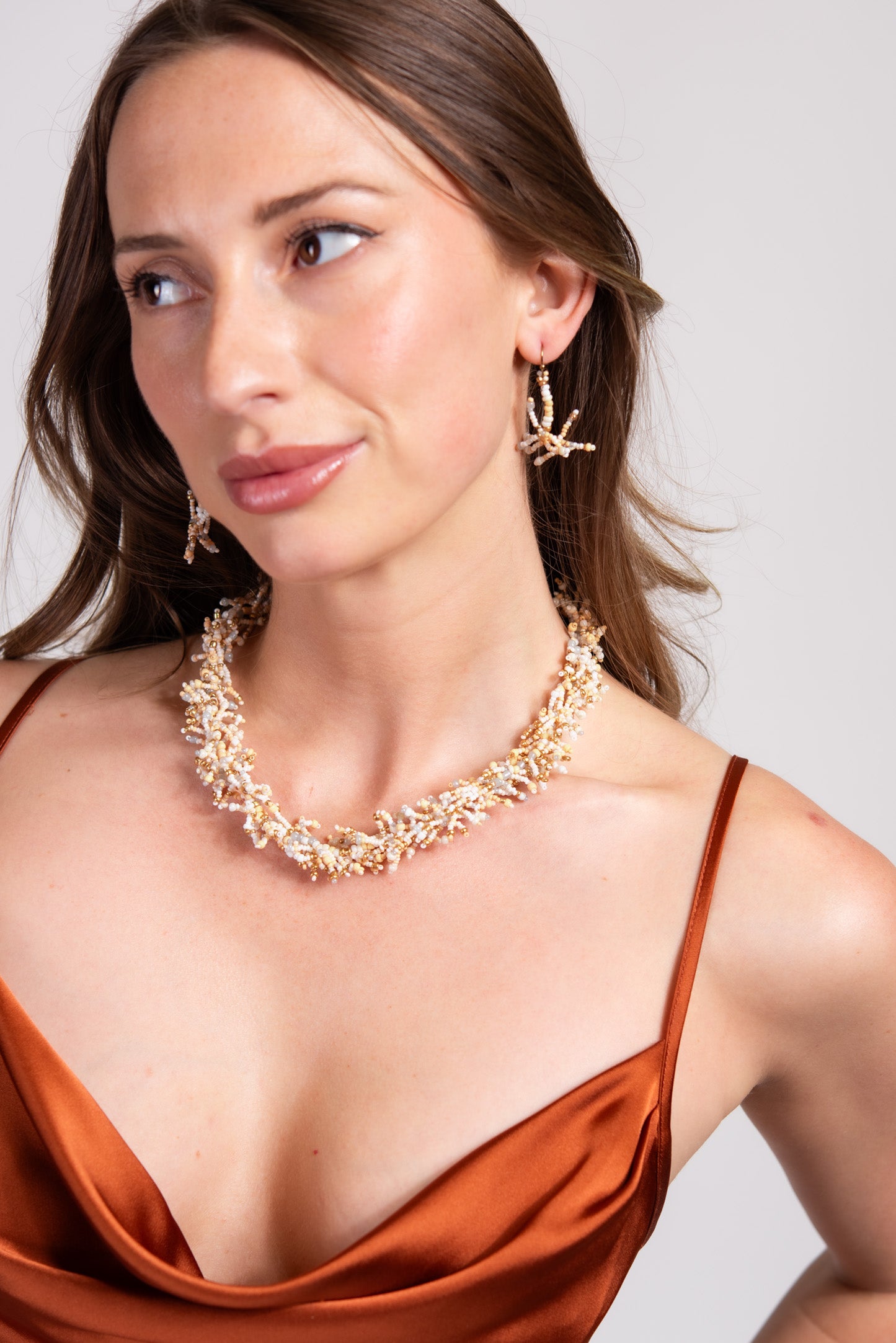 Mila Bohemian Seed Bead Cluster Necklace Set