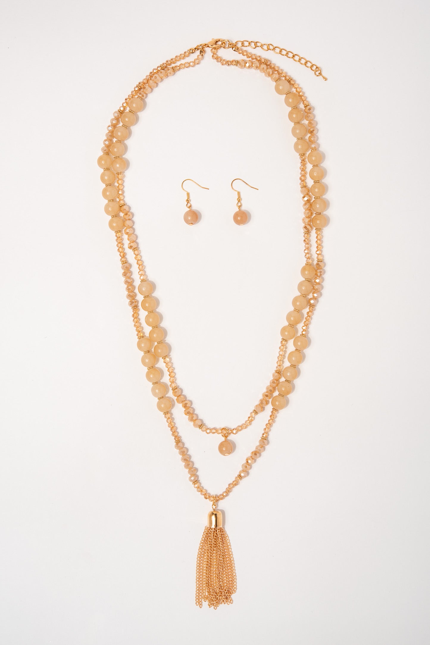 Ava Double Strand Fringe Necklace Set